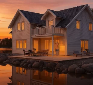 КД-540: 2-х этажный каркасный дом с 2 балконами