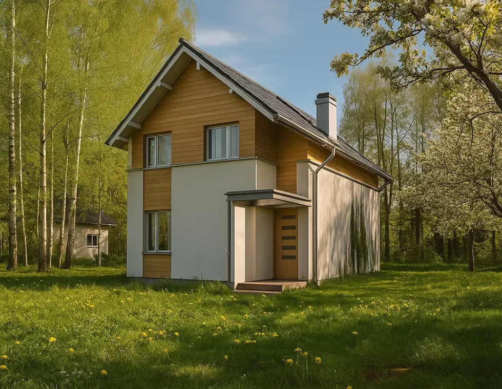 2-х этажный каркасный дом с балконом и террасой КД-890 фото 2