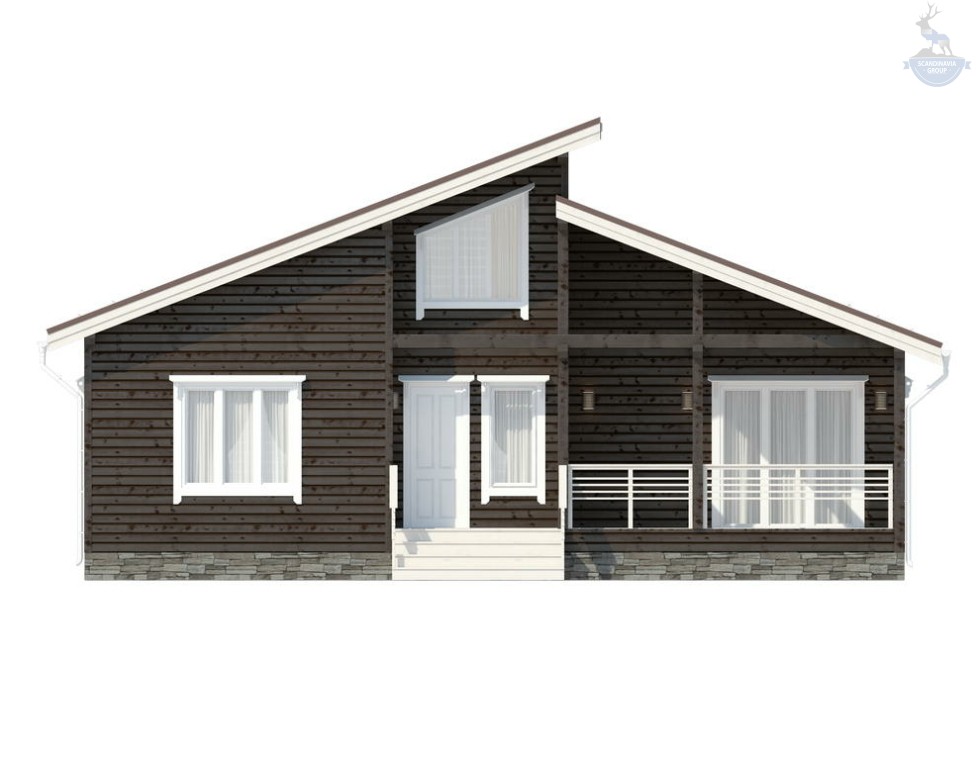 КД-100: одноэтажный каркасный дом с мансардой