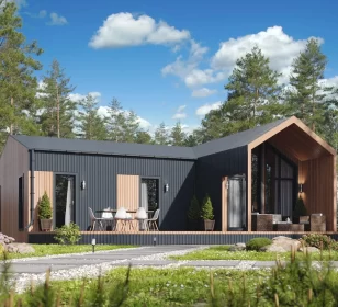 КД-1070: одноэтажный каркасный дом барнхаус