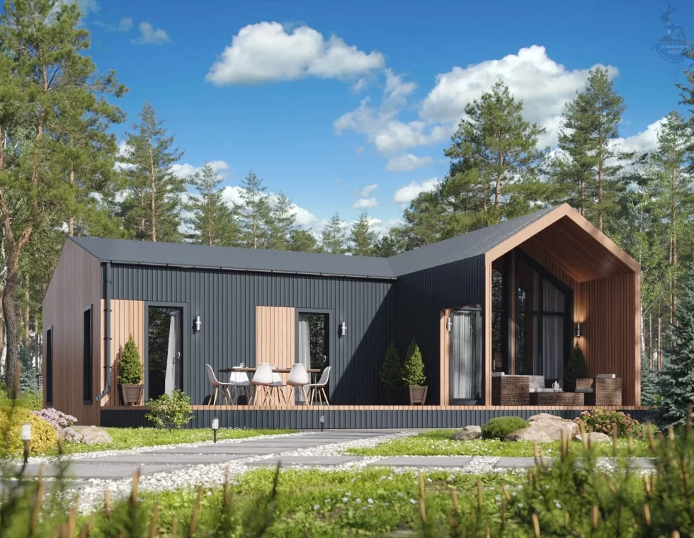 КД-1070: одноэтажный каркасный дом барнхаус