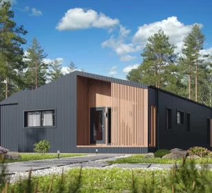 КД-1070: одноэтажный каркасный дом барнхаус