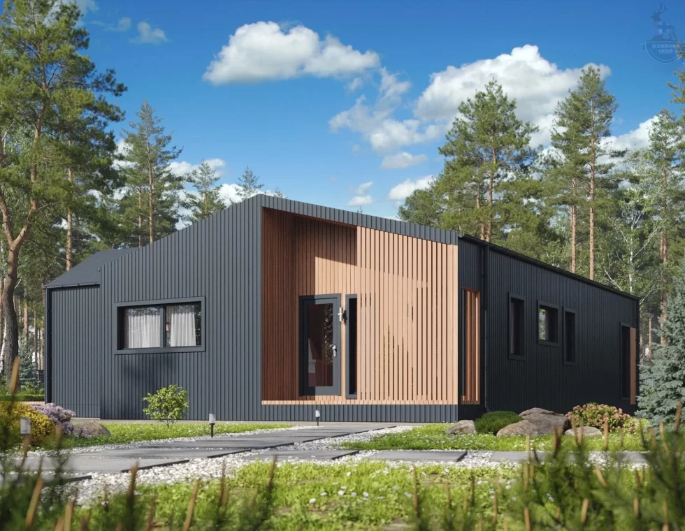 КД-1070: одноэтажный каркасный дом барнхаус