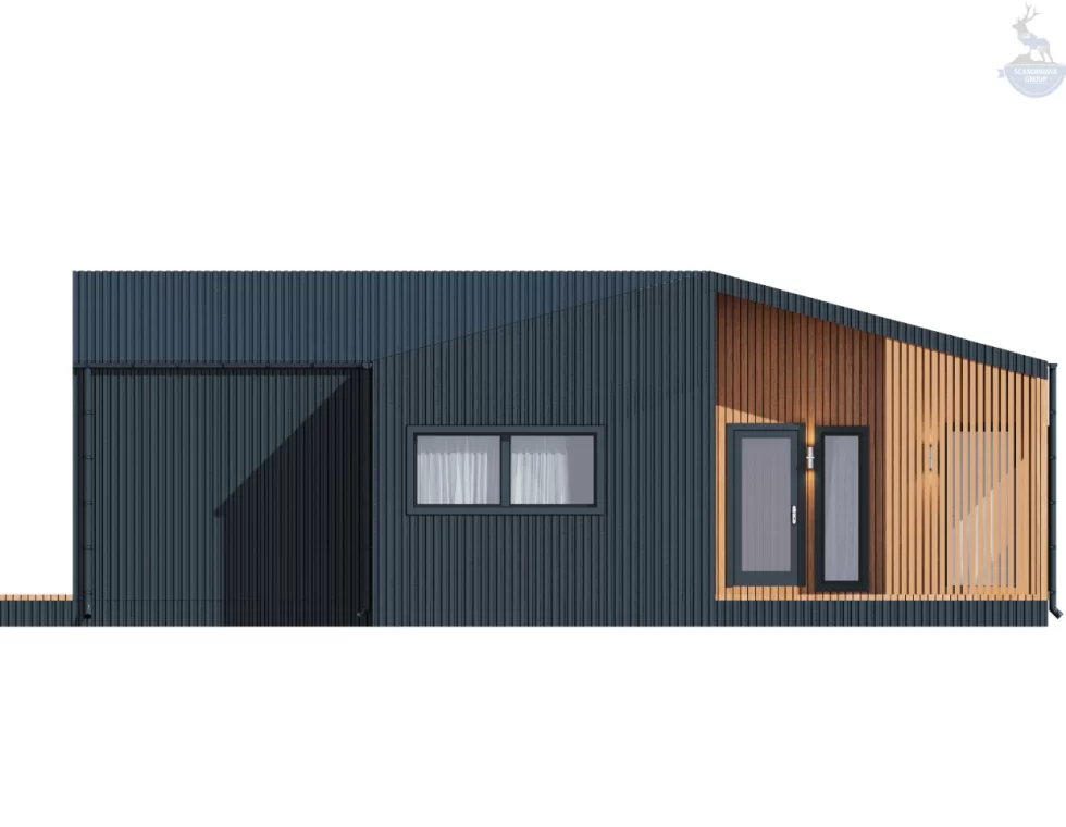 КД-1070: одноэтажный каркасный дом барнхаус