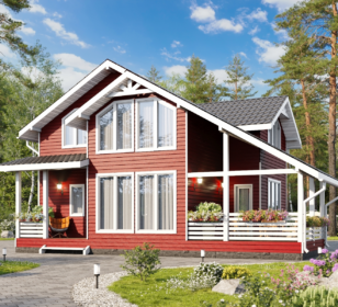 КД-180: двухэтажный каркасный дом
