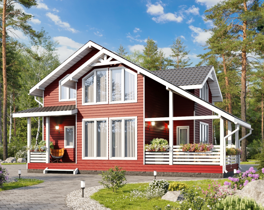 КД-180: двухэтажный каркасный дом