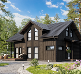 КД-950: двухэтажный каркасный дом с террасой