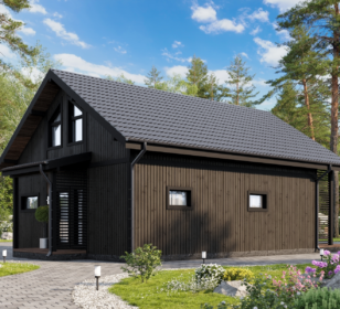 КД-950: двухэтажный каркасный дом с террасой