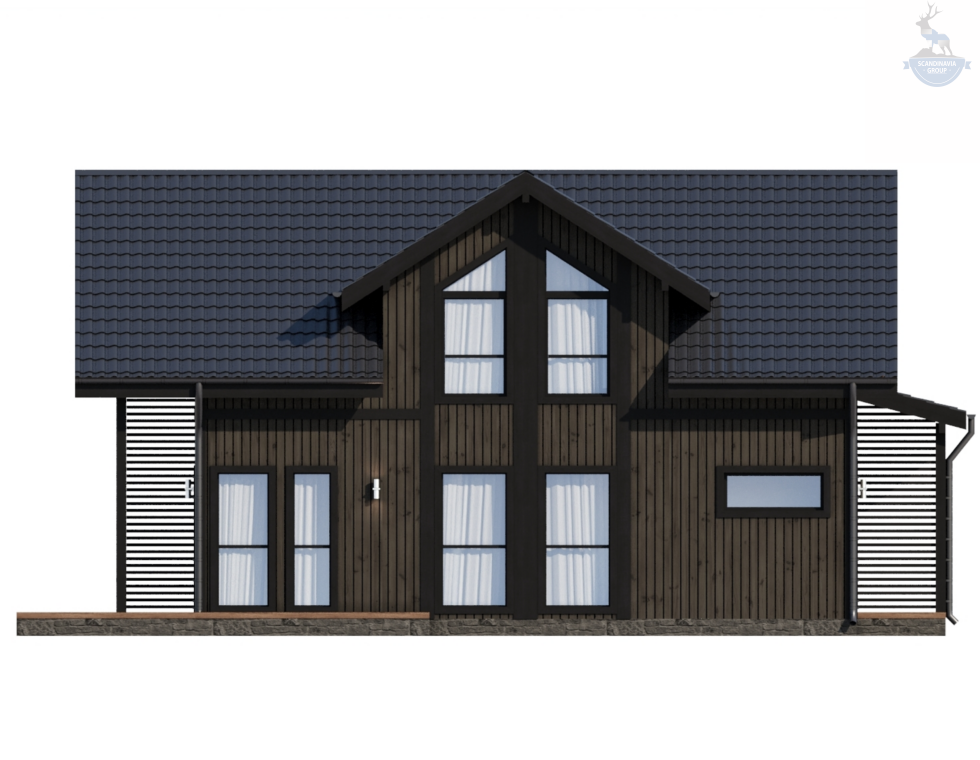 КД-950: двухэтажный каркасный дом с террасой