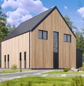 КД-990: двухэтажный каркасный дом с панорамными окнами и вторым светом