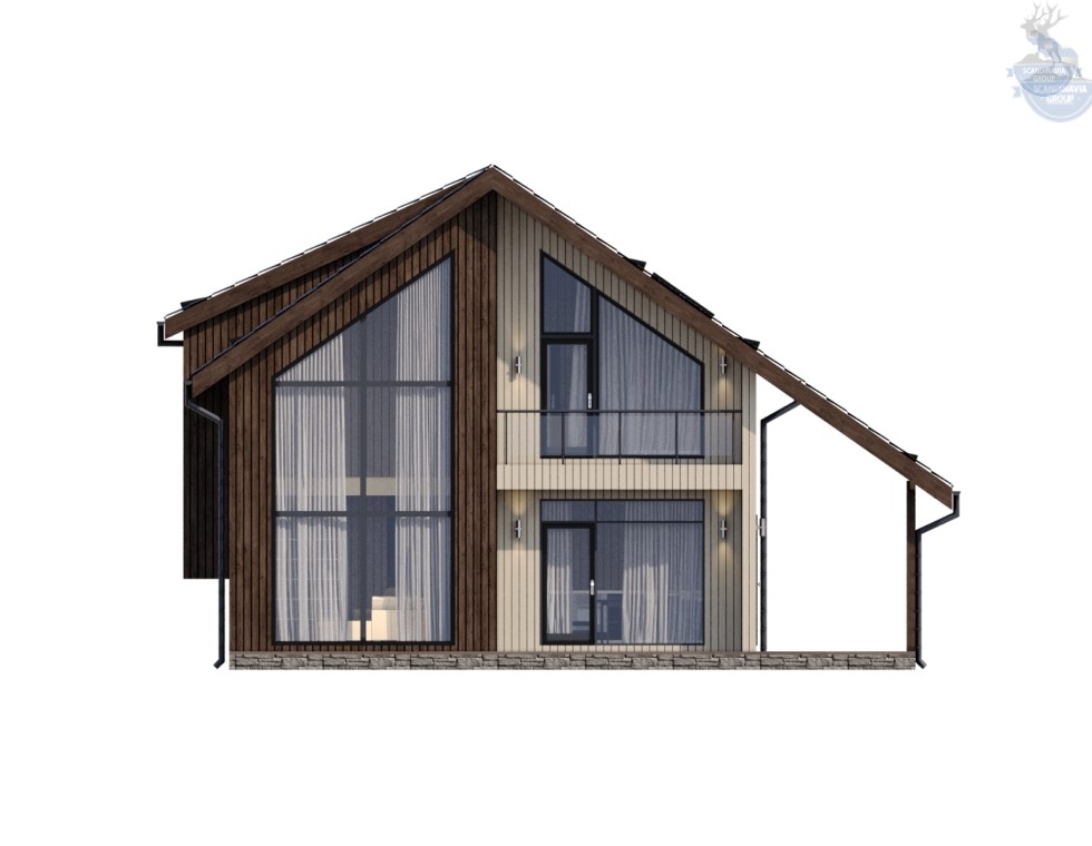 КД-650: двухэтажный каркасный дом с террасой