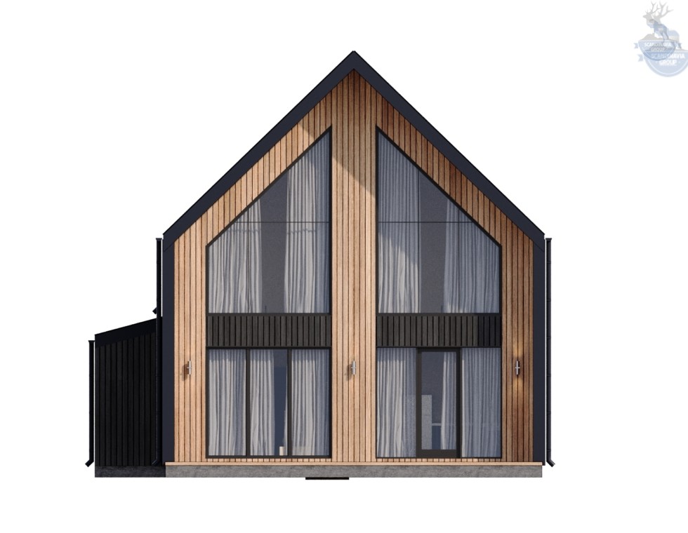 КД-990: двухэтажный каркасный дом с панорамными окнами и вторым светом