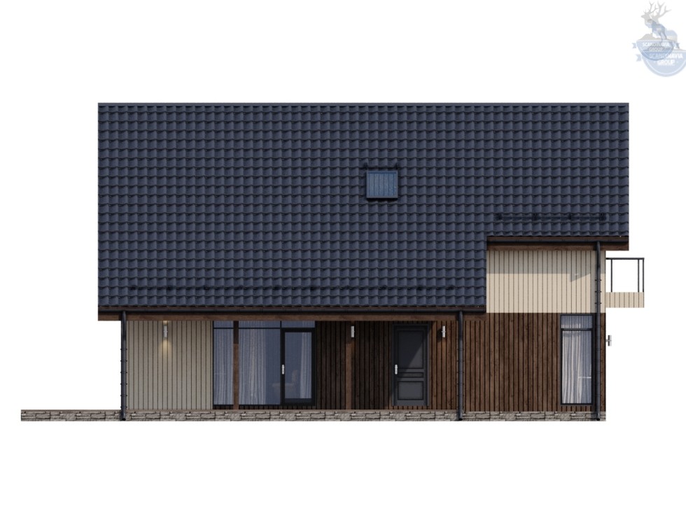 КД-650: двухэтажный каркасный дом с террасой