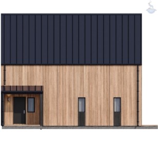 КД-990: двухэтажный каркасный дом с панорамными окнами и вторым светом