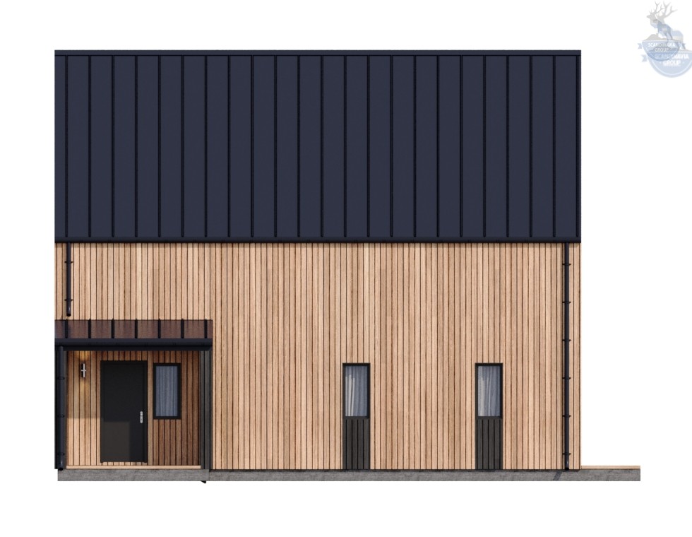 КД-990: двухэтажный каркасный дом с панорамными окнами и вторым светом