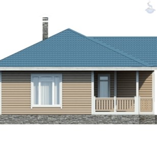 КД-760: одноэтажный каркасный дом с террасой и вторым светом