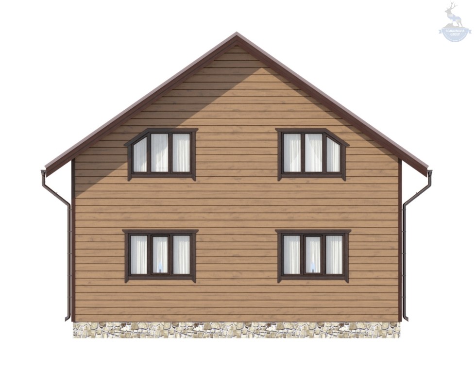 КД-10: двухэтажный каркасный дом с балконом и крыльцом