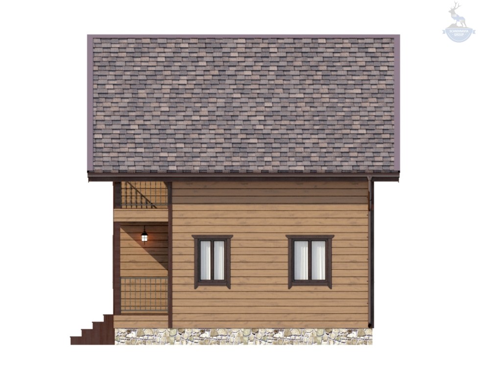 КД-10: двухэтажный каркасный дом с балконом и крыльцом