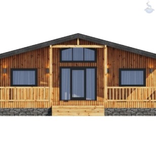 КД-1010: одноэтажный дом в стиле BarnHouse с террасой и крыльцом
