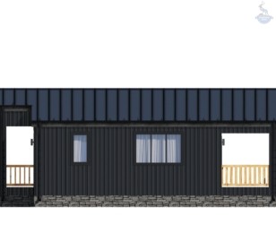 КД-1010: одноэтажный дом в стиле BarnHouse с террасой и крыльцом