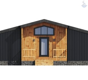 КД-1010: одноэтажный дом в стиле BarnHouse с террасой и крыльцом