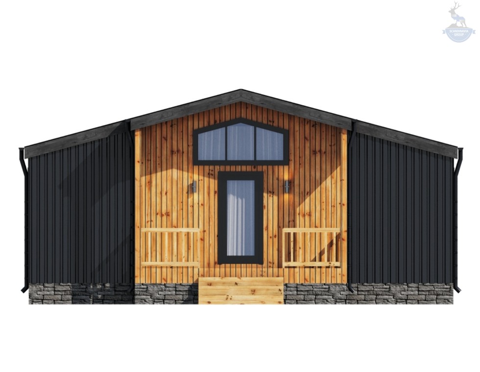 КД-1010: одноэтажный дом в стиле BarnHouse с террасой и крыльцом