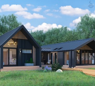КД-1060: одноэтажный каркасный барнхаус