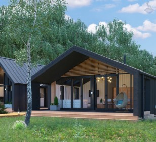 КД-1060: одноэтажный каркасный барнхаус