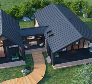 КД-1060: одноэтажный каркасный барнхаус