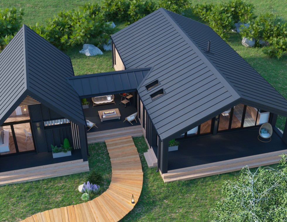 КД-1060: одноэтажный каркасный барнхаус