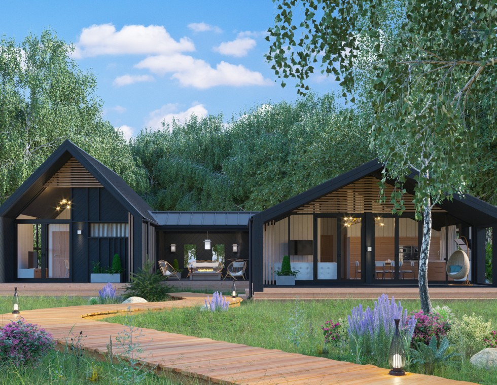 КД-1060: одноэтажный каркасный барнхаус