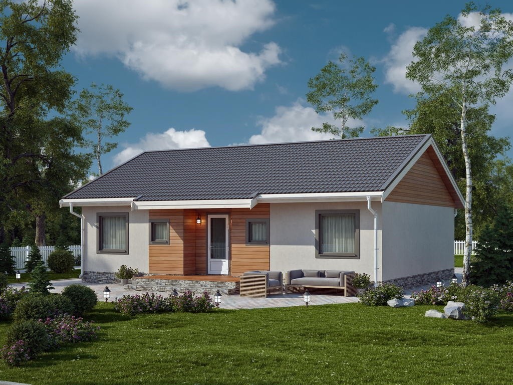 КД-150: одноэтажный дом с котельной и террасой