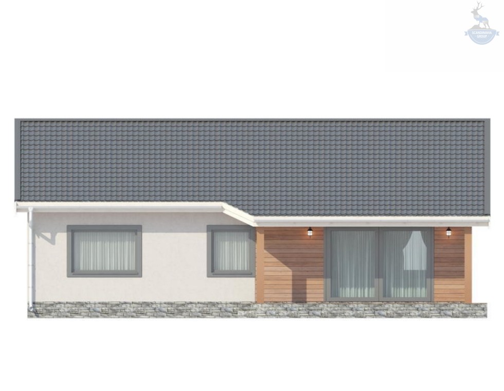 КД-150: одноэтажный дом с котельной и террасой