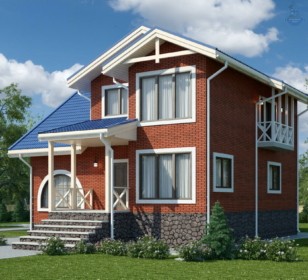 КД-190: 2-х этажный каркасный дом с крыльцом