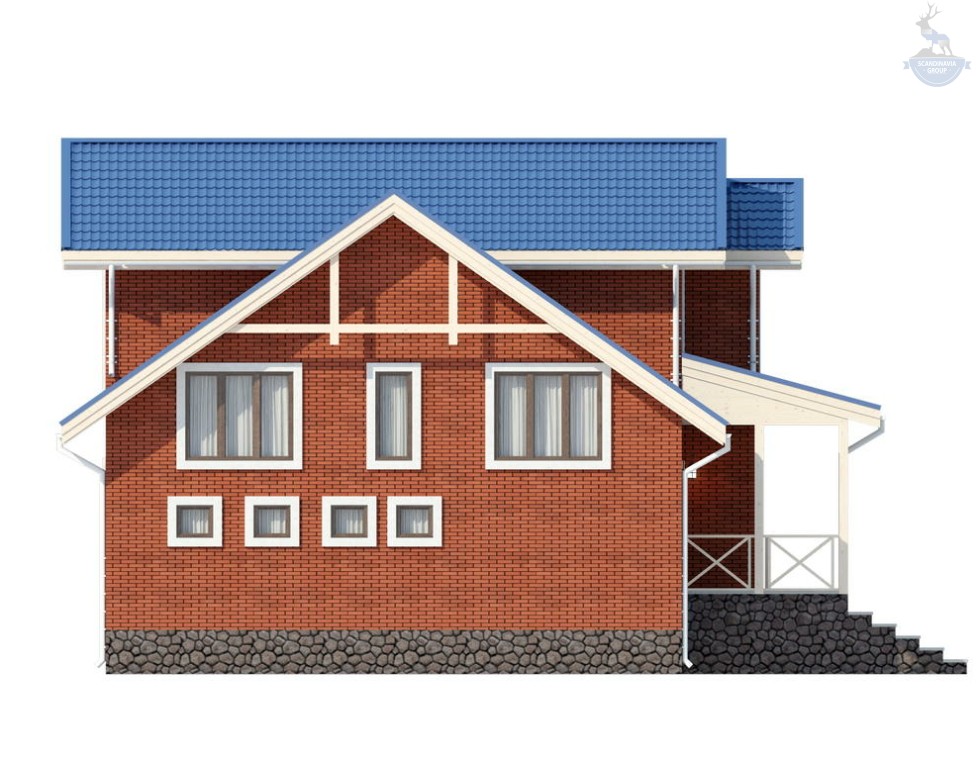 КД-190: 2-х этажный каркасный дом с крыльцом