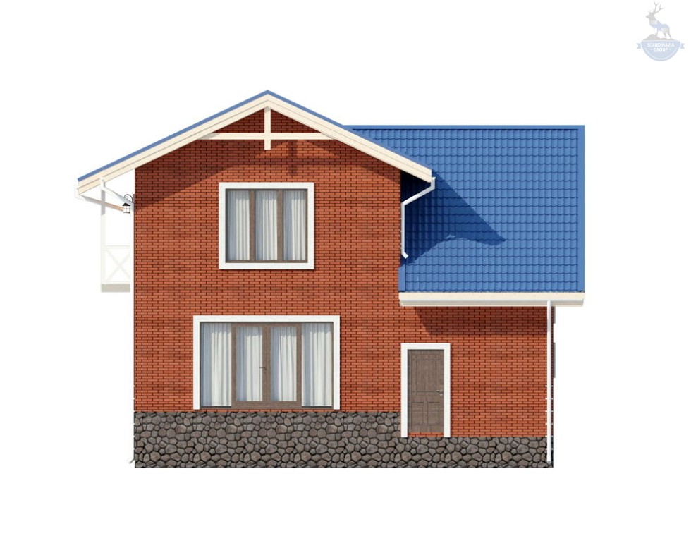 КД-190: 2-х этажный каркасный дом с крыльцом