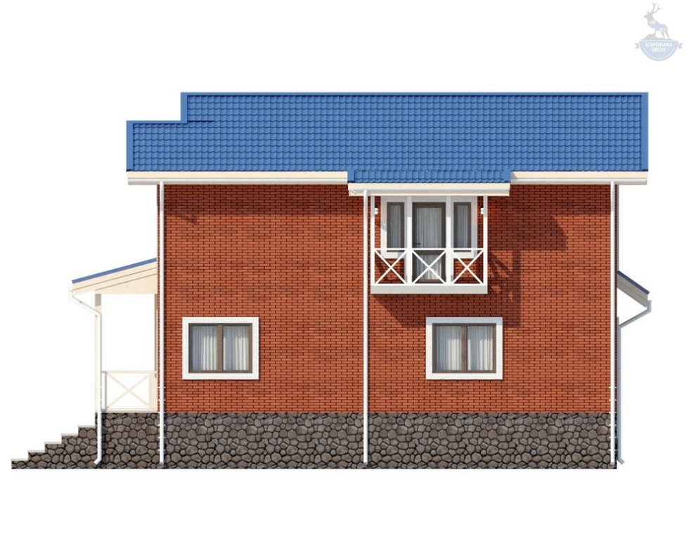 КД-190: 2-х этажный каркасный дом с крыльцом