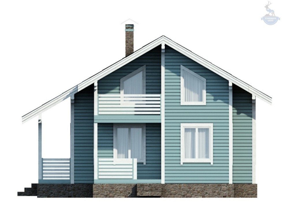 КД-300: 2-х этажный каркасный дом с двумя террасами