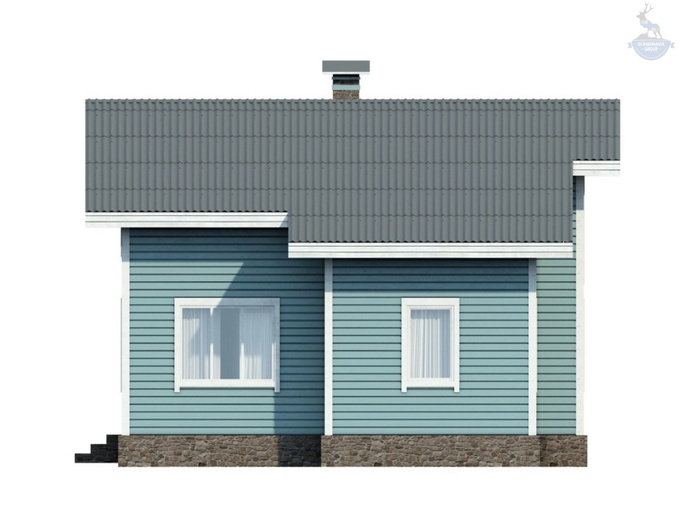 КД-300: 2-х этажный каркасный дом с двумя террасами