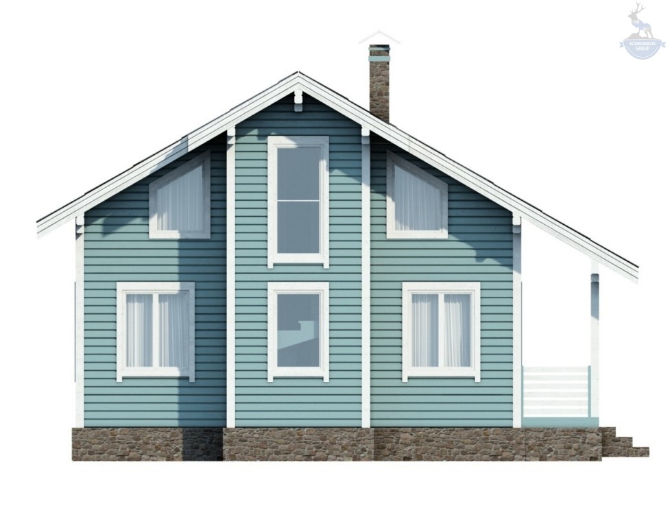 КД-300: 2-х этажный каркасный дом с двумя террасами