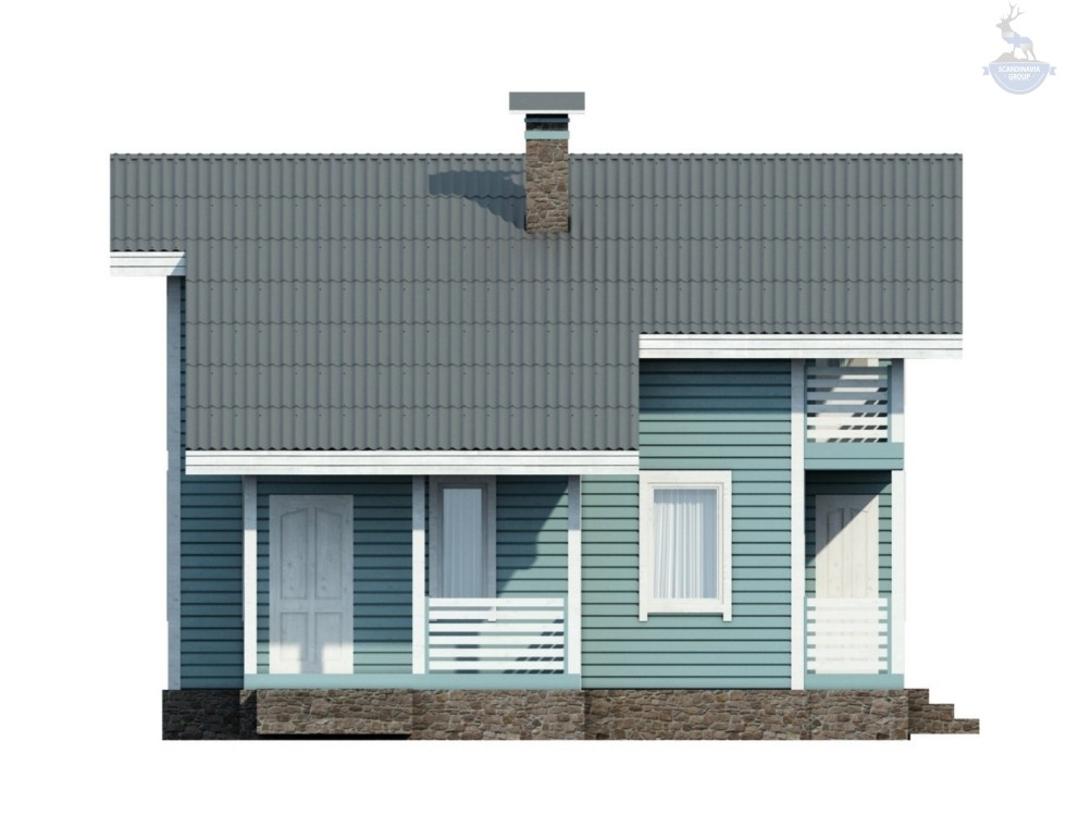 КД-300: 2-х этажный каркасный дом с двумя террасами