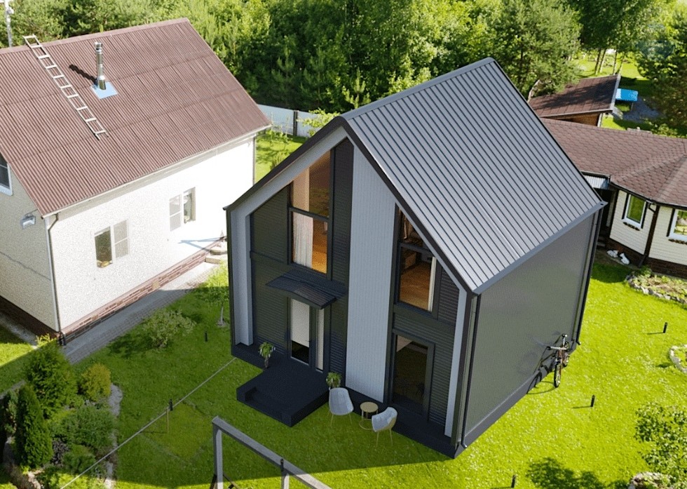 КД-320: каркасный дом в стиле барнхаус