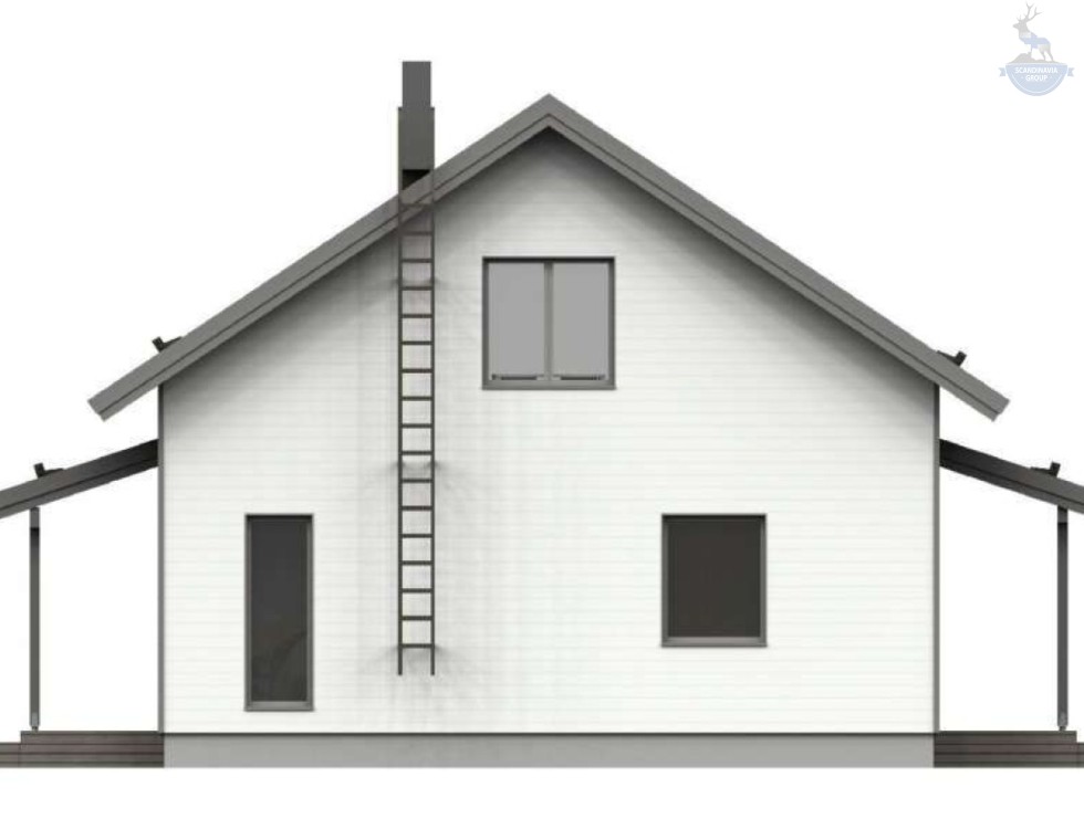 КД-360: одноэтажный каркасный дом с мансардой