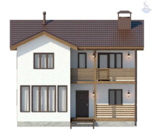 КД-40: двухэтажный каркасный дом с балконом и террасой