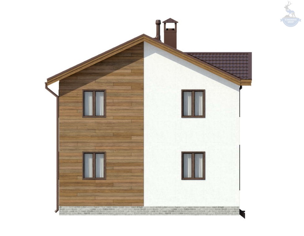 КД-40: двухэтажный каркасный дом с балконом и террасой