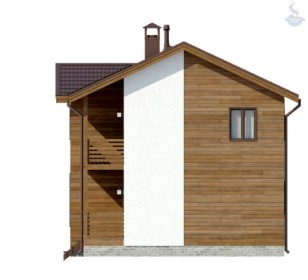 КД-40: двухэтажный каркасный дом с балконом и террасой