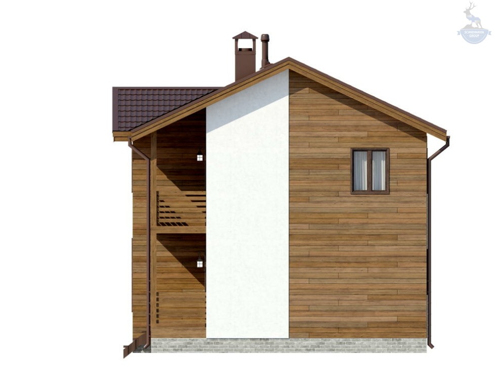 КД-40: двухэтажный каркасный дом с балконом и террасой