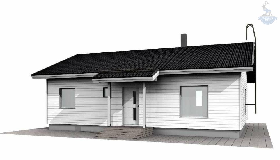 КД-560: одноэтажный каркасный дом с котельной