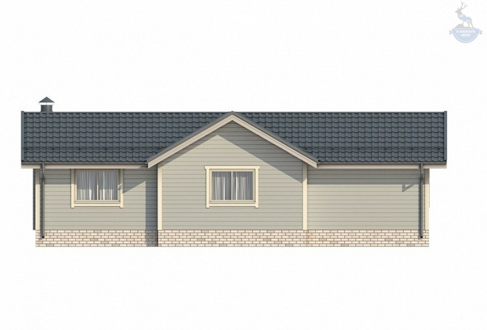 КД-680: одноэтажный каркасный дом с крыльцом и верандой