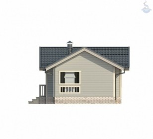 КД-680: одноэтажный каркасный дом с крыльцом и верандой